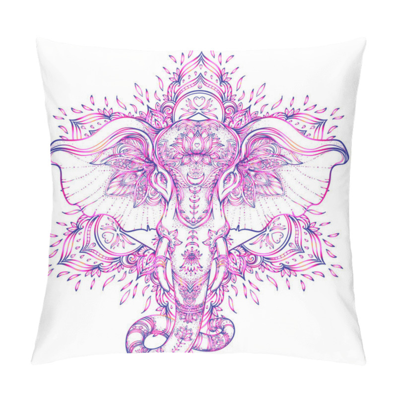 Personality  Tribal Style Elephant Over Mandala  Pillow Covers