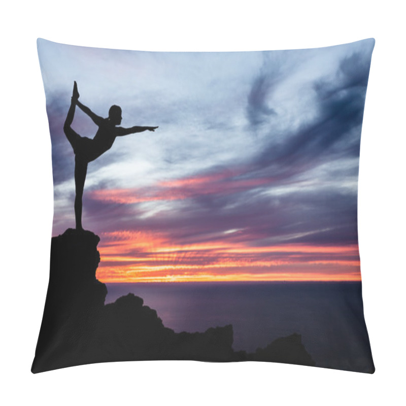 Personality  Yoga Woman, Ocean And Sunset Pillow Covers