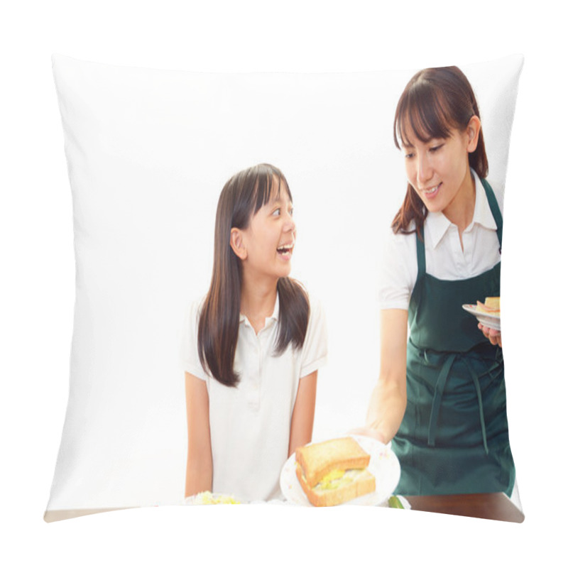 Personality  Waitress Delivering Meals To Table Pillow Covers