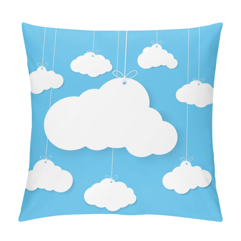 Personality  Paper Art With Cloud On Blue Sky Background. Speech Bubble With  Pillow Covers