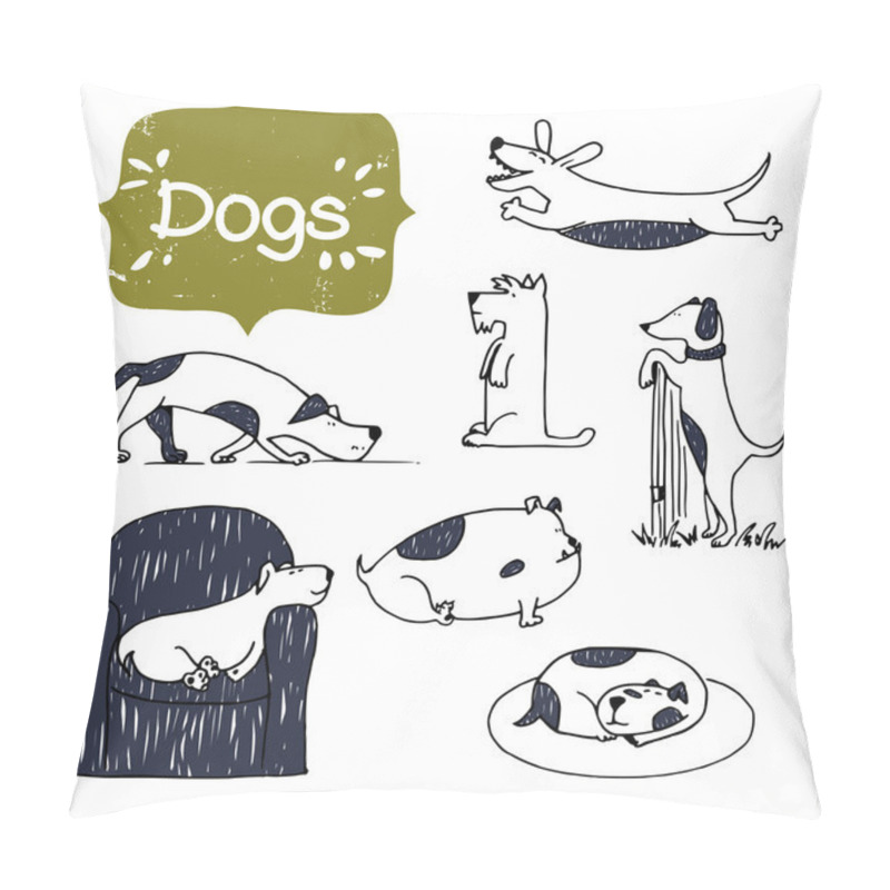 Personality  Cartoon Hand Drawn Dogs Pillow Covers