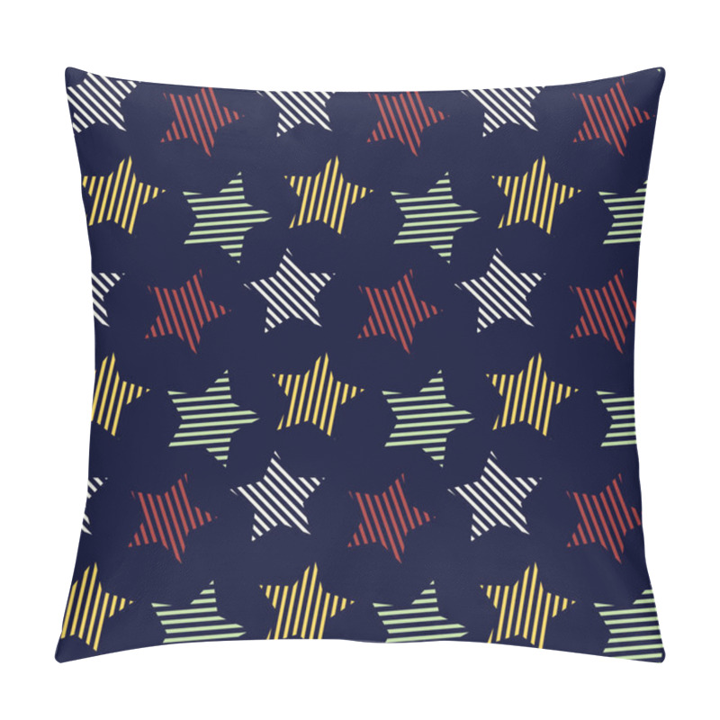 Personality  Festive Design Stars And Stripes Seamless Pattern On Dark Blue Background Pillow Covers