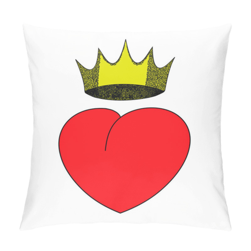 Personality  Heart In Crown. Heart With Crown Valentines Day Greeting Card Template. Pillow Covers