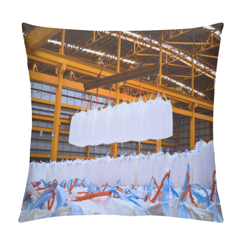 Personality  Overhead Crane Lift Jumbo Bags Of Tapioca Using Spread Bar In Storage Warehouse. Bulk Cargo In Jumbo Bag Handling Equipment.  Pillow Covers