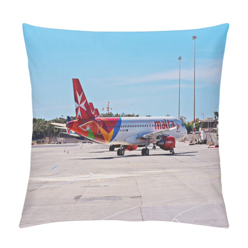 Personality  Air Malta Aircraft Parking In Closed Malta International Airport During Global Coronavirus Quarantine Pillow Covers