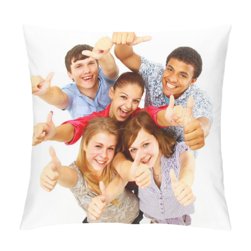 Personality  Casual Group Of Happy Isolated Over White Pillow Covers