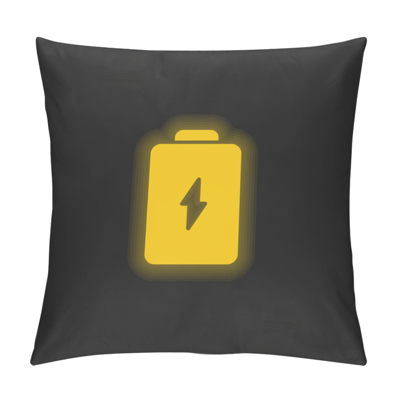 Personality  Battery Yellow Glowing Neon Icon Pillow Covers