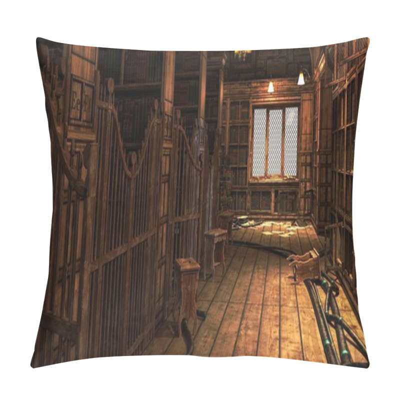 Personality  Academy Building Library Fantasy Architecture, 3D Illustration, 3D Rendering Pillow Covers