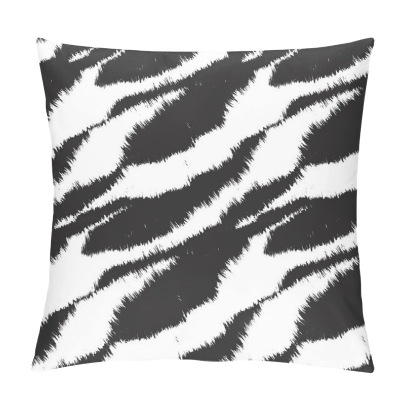 Personality  Black And White Brush Stroke Fur Pattern Design For Fashion Prints, Homeware, Graphics, Backgrounds Pillow Covers