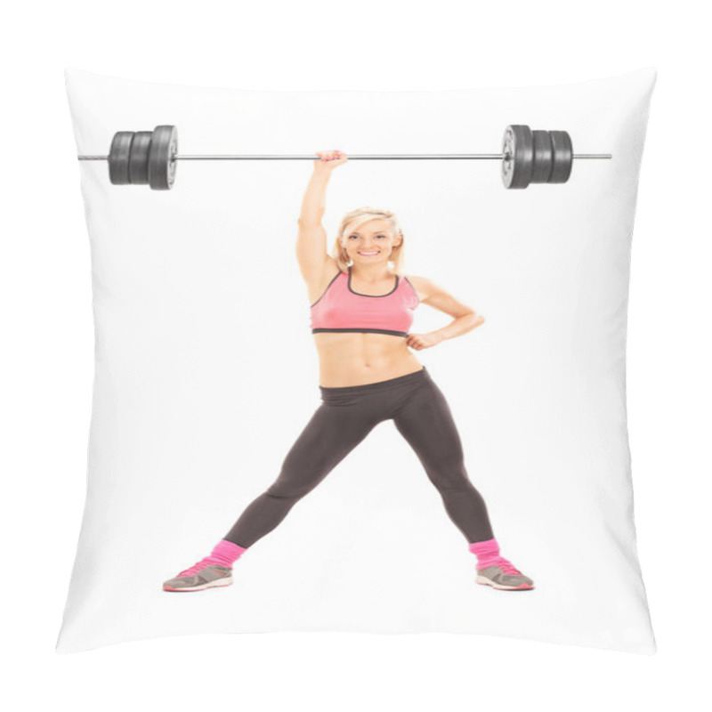 Personality  Woman Lifting Weight With One Hand Pillow Covers