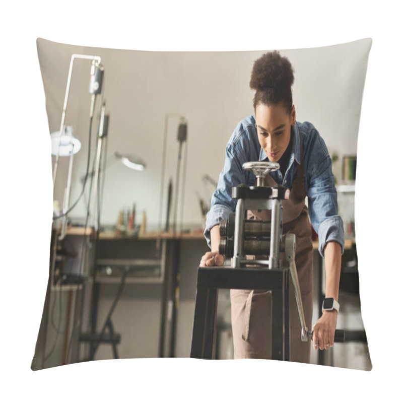 Personality  A Skilled Artisan Carefully Shapes Intricate Jewels, Showcasing Dedication In A Lively Workspace. Pillow Covers