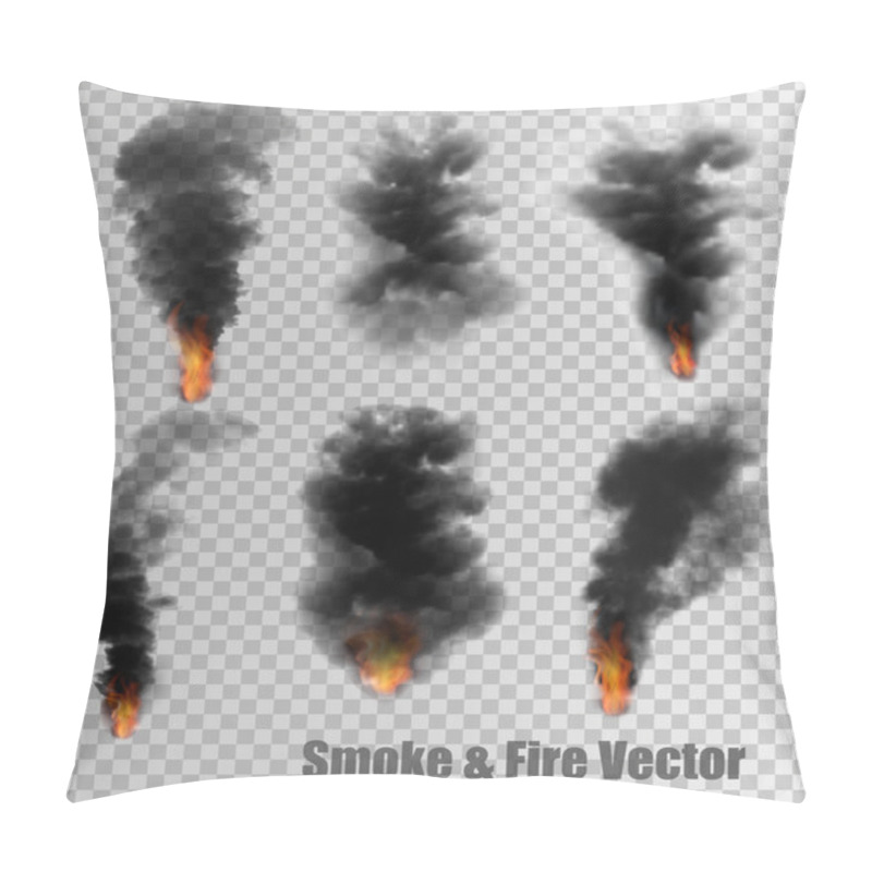 Personality  Black Smoke And Fire Vectors On Transparent Background. Vector I Pillow Covers