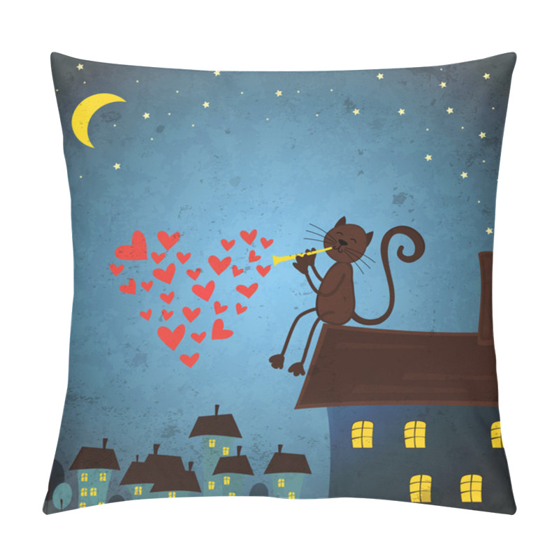 Personality  Valentines Day Background With Cat And Heart Pillow Covers