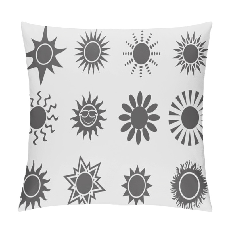 Personality  Sun Icons Set. Pillow Covers