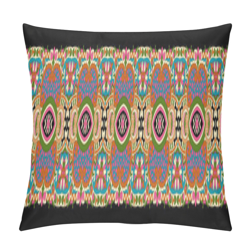 Personality  Ikat Floral Paisley Embroidery On Blue Background.geometric Ethnic Oriental Pattern Traditional.Aztec-style Abstract Illustration. Design For Texture, Fabric, Clothing, Wrapping, Decoration, And Sarong. Pillow Covers