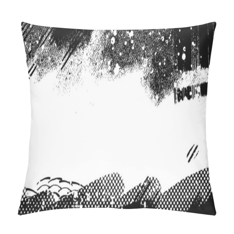 Personality  Vector Layered Illustration Of Abstract Grunge Halftone Black And White Distressed Background Pillow Covers