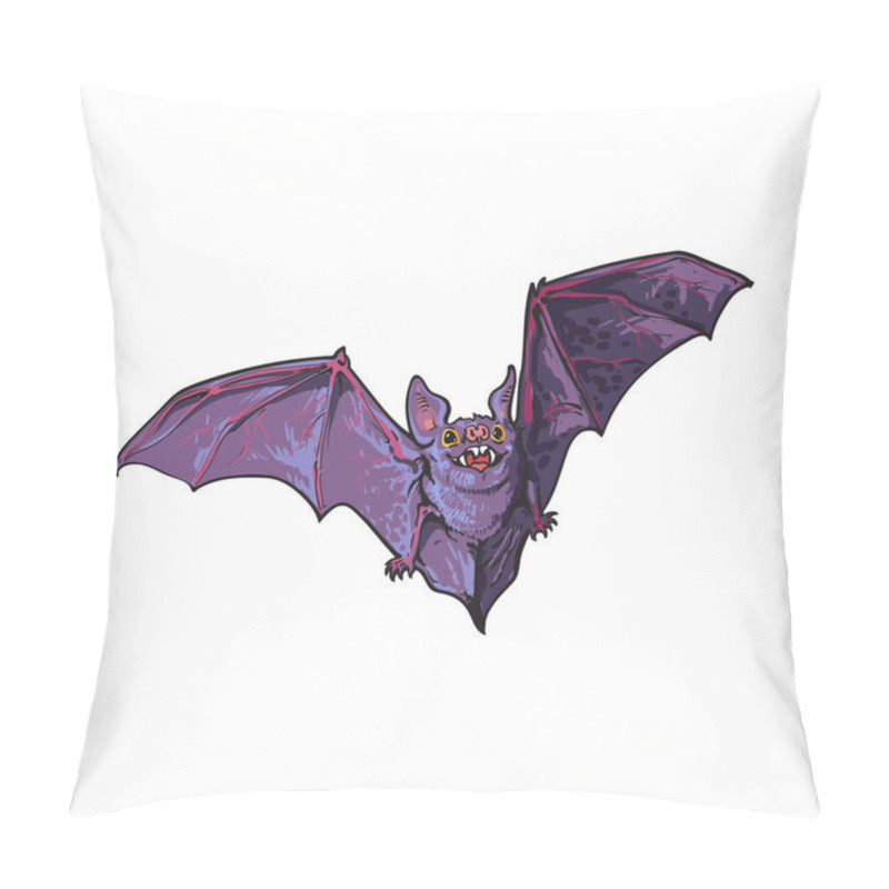 Personality  Scary Flying Halloween Vampire Bat, Isolated Sketch Style Vector Illustration Pillow Covers