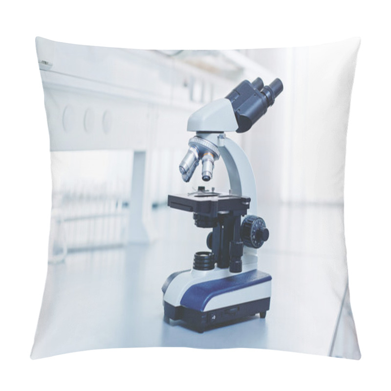 Personality  Modern Microscope At Laboratory Pillow Covers