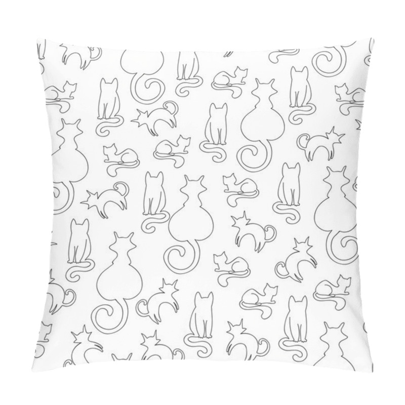 Personality  Line Seamless Pattern From Cats Pillow Covers