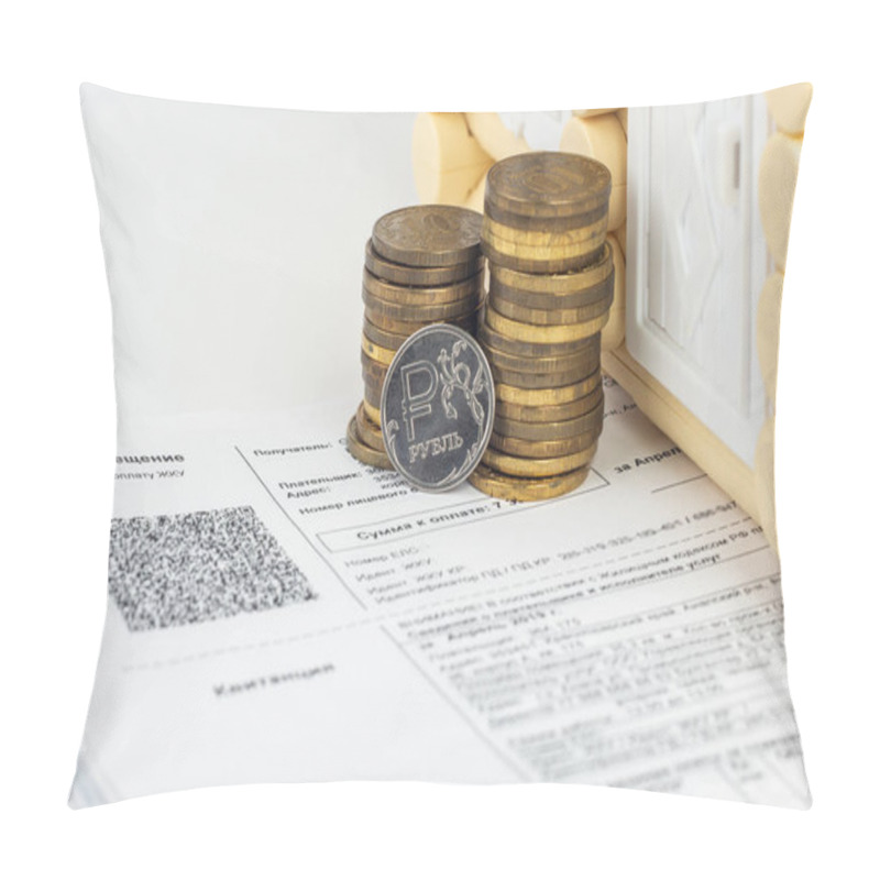 Personality  A Stack Of Money And One Ruble Coin In The Bills For An Apartment Pillow Covers