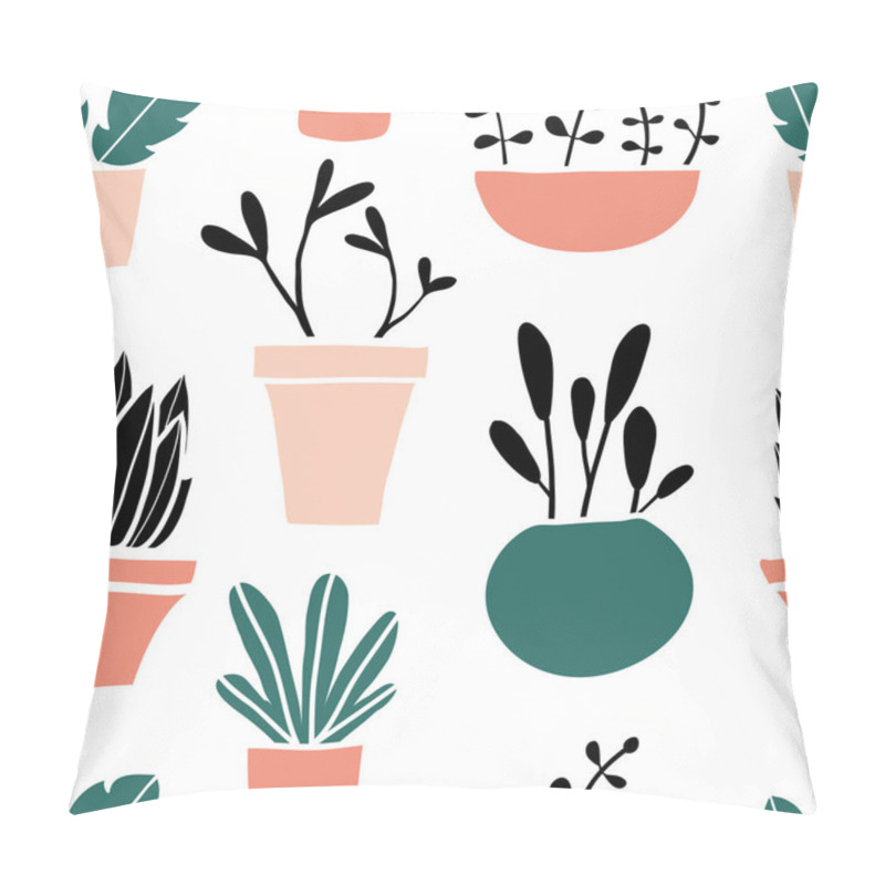 Personality  Seamless Pattern With Cute Hand Drawn Flower Pots Pillow Covers