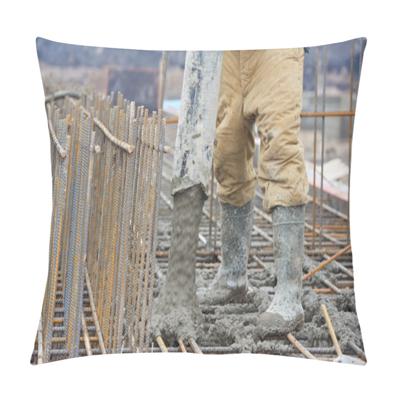 Personality  Builder Worker Pouring Concrete Into Form Pillow Covers