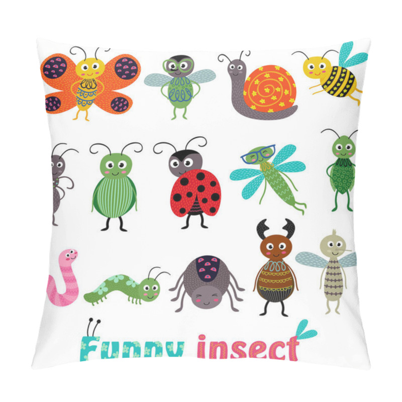 Personality  Set Of Isolated With Funny Insect Pillow Covers