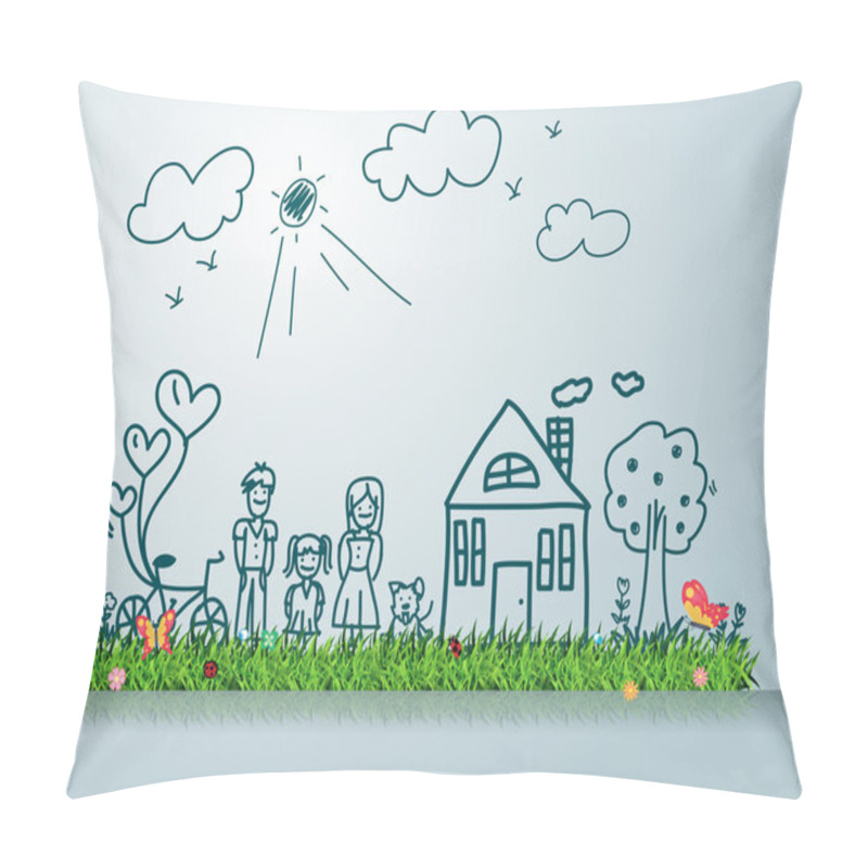 Personality  Happy Family With House Pillow Covers