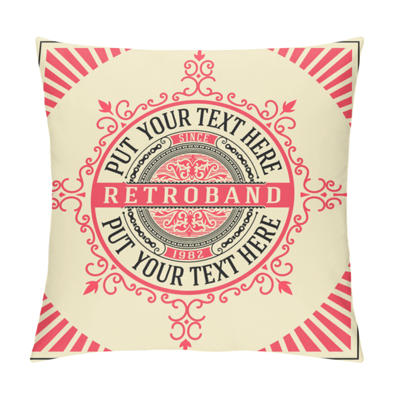 Personality  Retro Card Template With Floral Details. Vector Pillow Covers