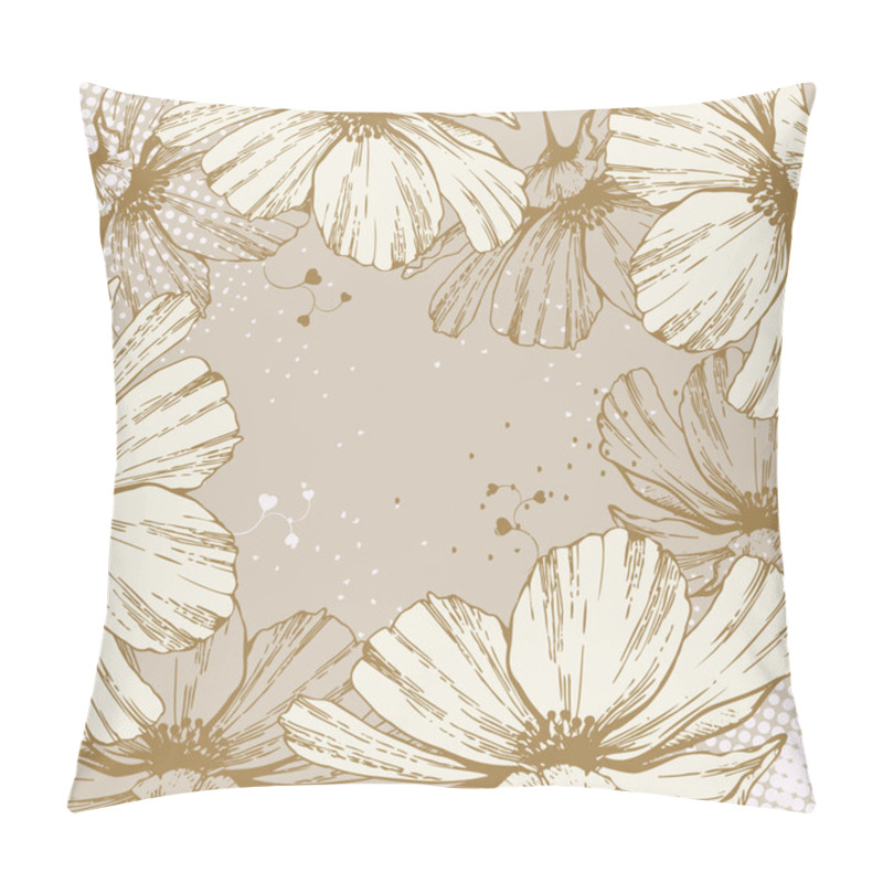 Personality  Background With Blooming Flowers And Hearts Pillow Covers