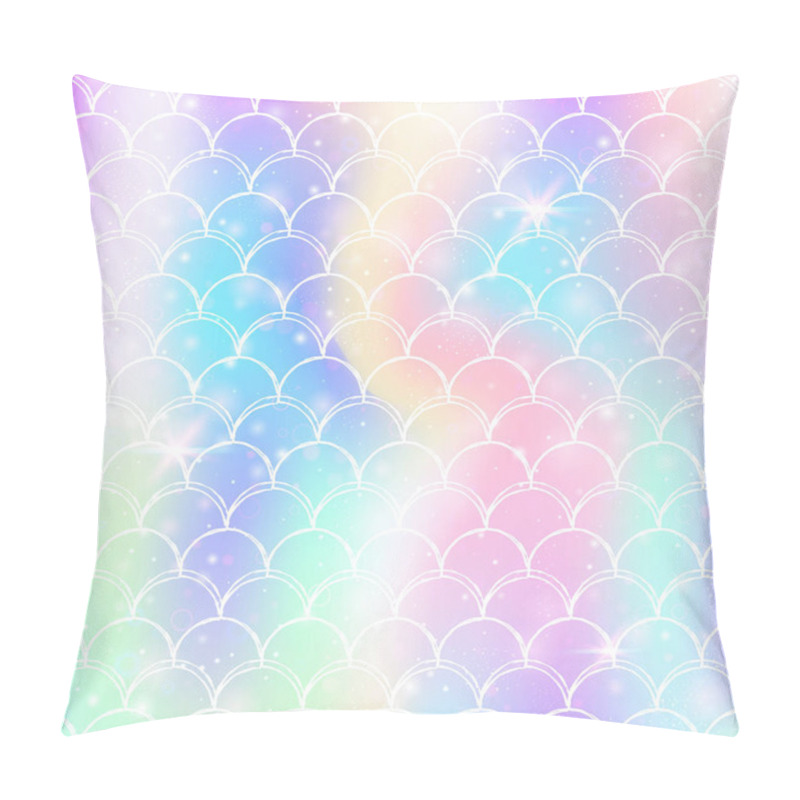 Personality  Princess Mermaid Background With Kawaii Rainbow Scales Pattern. Pillow Covers