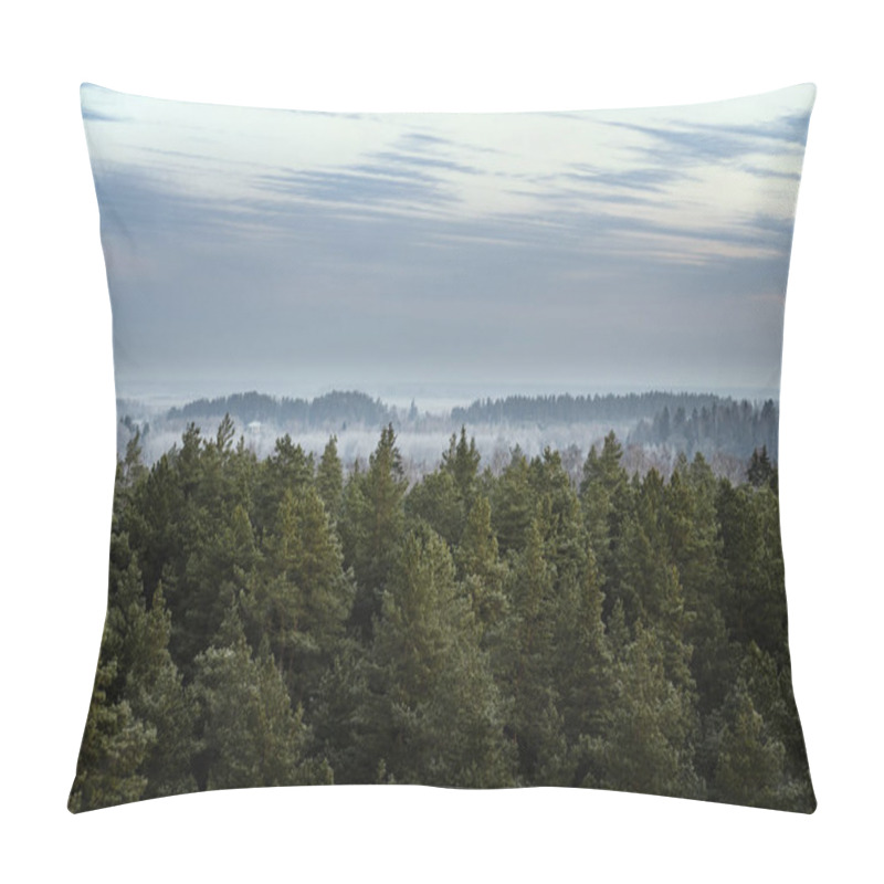 Personality  Frosty Trees In Forest During Cold Winter Morning Sunrise, Captured In Close Up  Pillow Covers