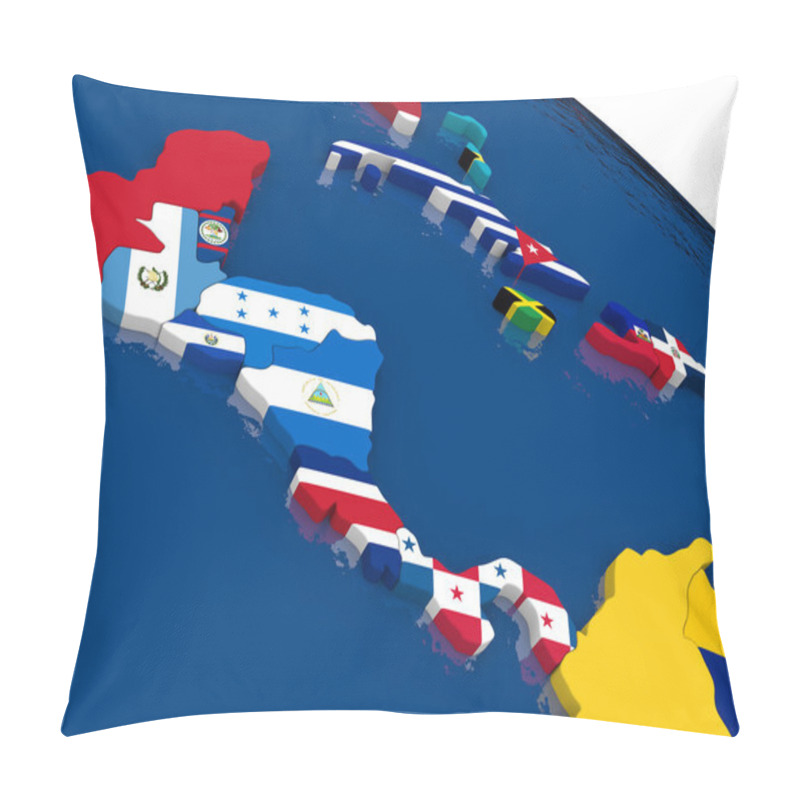 Personality  Central America On 3D Map With Flags Pillow Covers