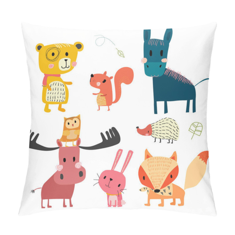 Personality  Hand Drawn Wild Animal Cute Character Collection Pillow Covers