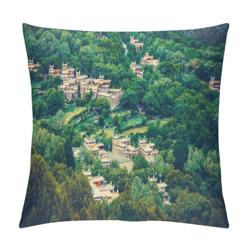 Personality  Jiaju Tibetan Village, A Tibetan Community In Western Sichuan, China. The Characteristic Dwellings Of Tibetan Areas In Sichuan. Jiaju Tibetan VillageDanba Local CastleSichuan Province In China Pillow Covers