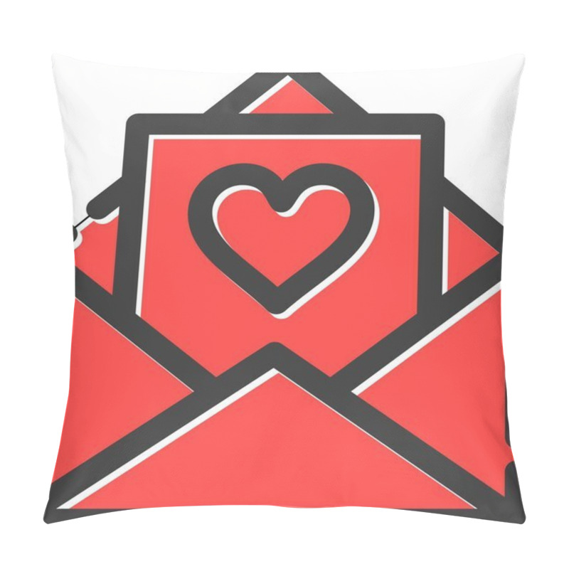 Personality  Email Love Letter Icon In Filled - Outline Style Pillow Covers