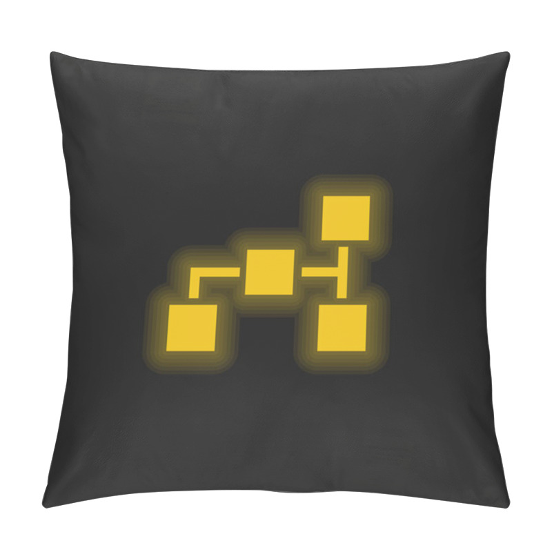 Personality  Black Squares Blocks Scheme Yellow Glowing Neon Icon Pillow Covers