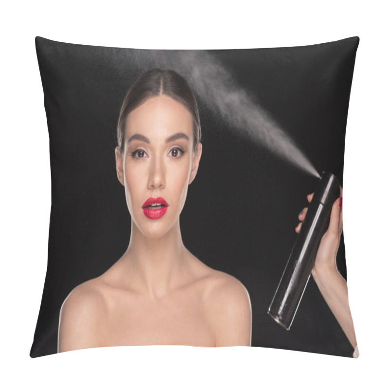 Personality  Pretty Woman With Hairspray Pillow Covers