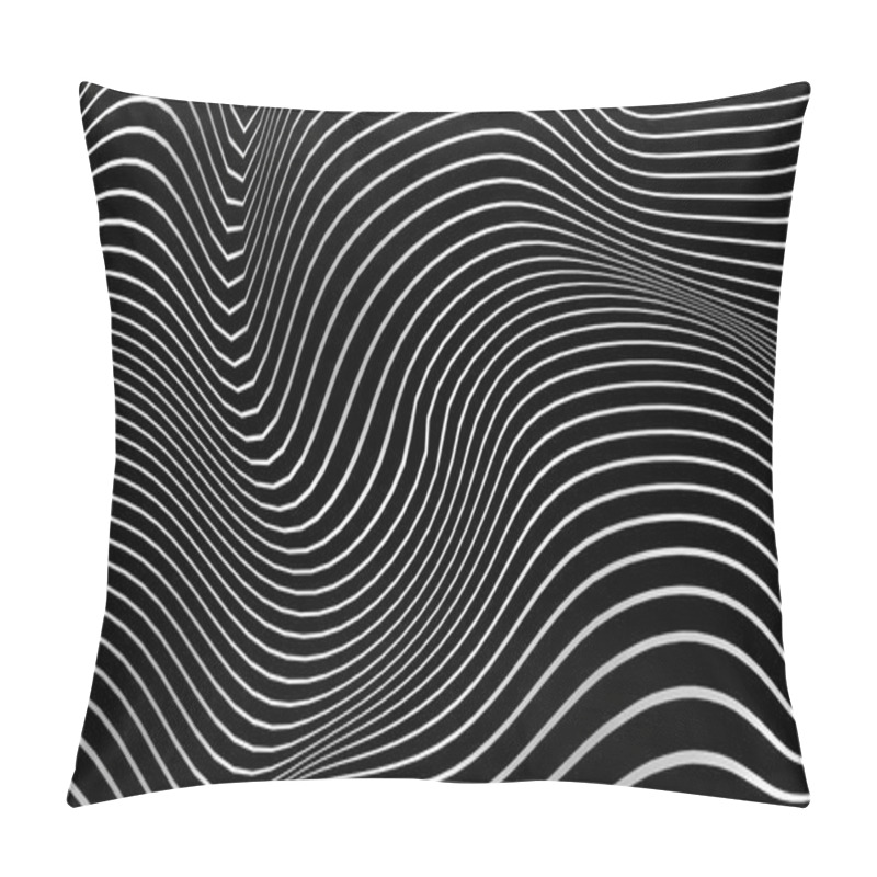 Personality  Black And White Curve Wave Line Abstract Background. Pillow Covers