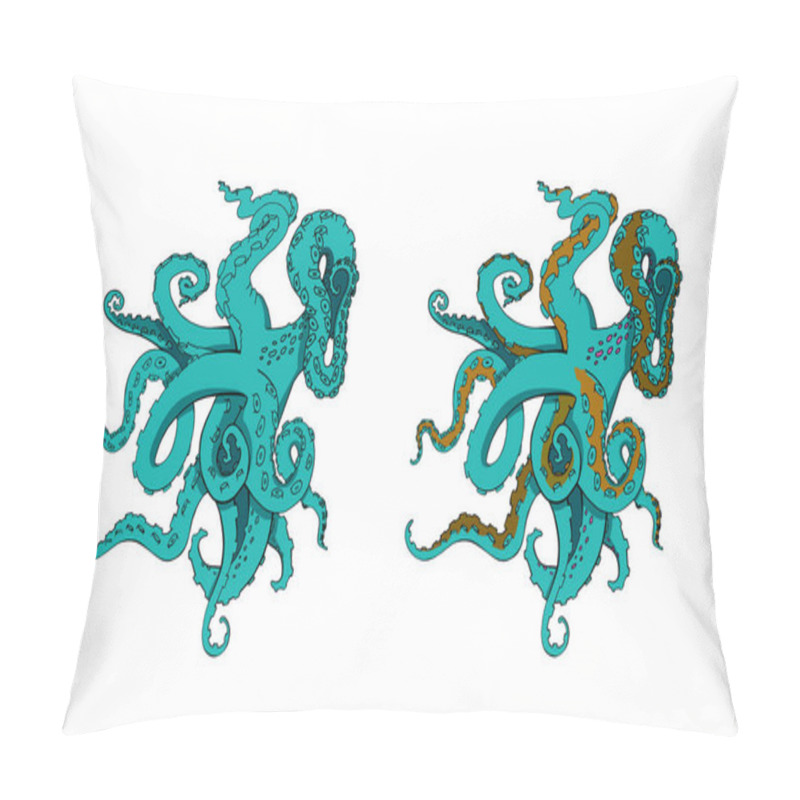 Personality  Vector Sketch Cartoon Octopus Tentacles Pillow Covers