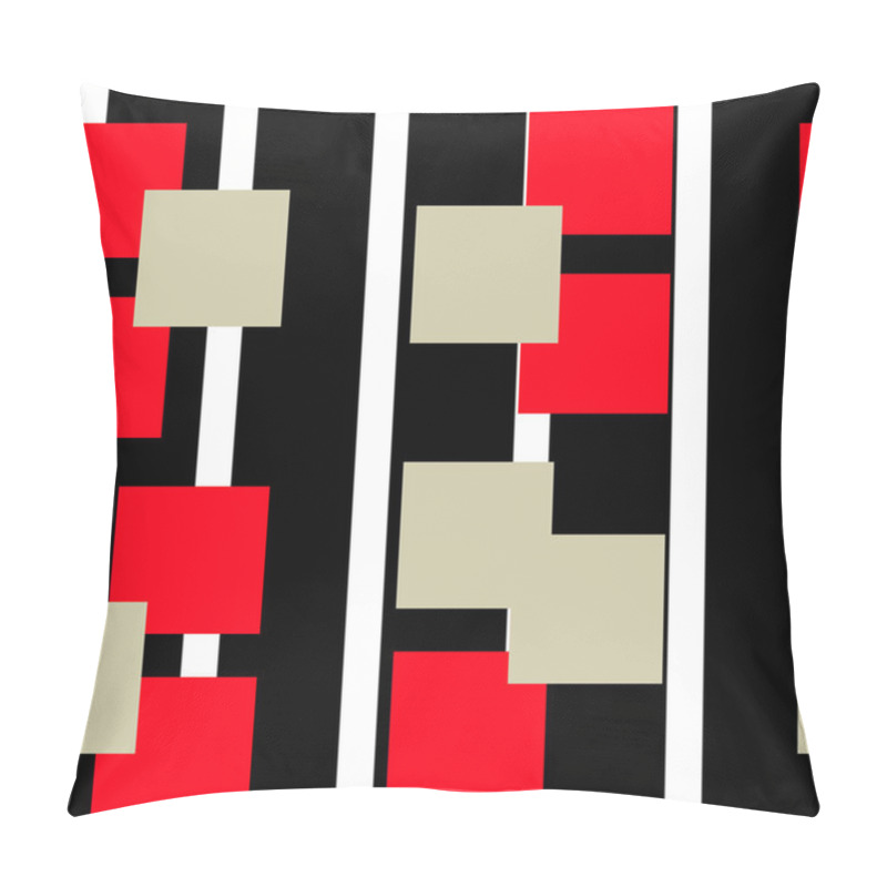 Personality  Digital Abstract Linear Geometric Seamless Pattern Background Design In Red And Black Colors. Vector Illustration. Pillow Covers