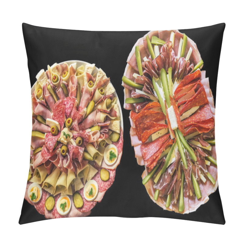 Personality  Appetizer Savory Dishes Meze Isolated On Black Background Pillow Covers