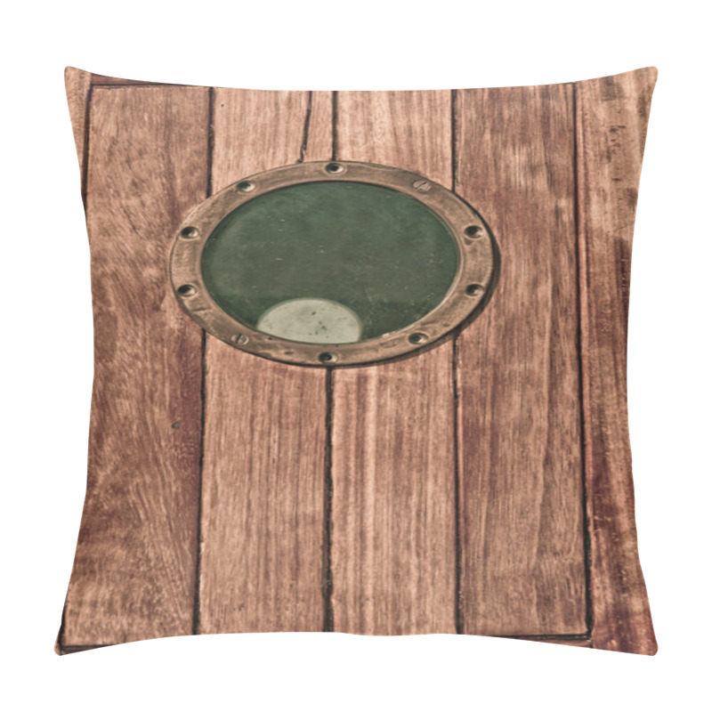 Personality  Close-up Of A Wooden Boat Closed Porthole Pillow Covers