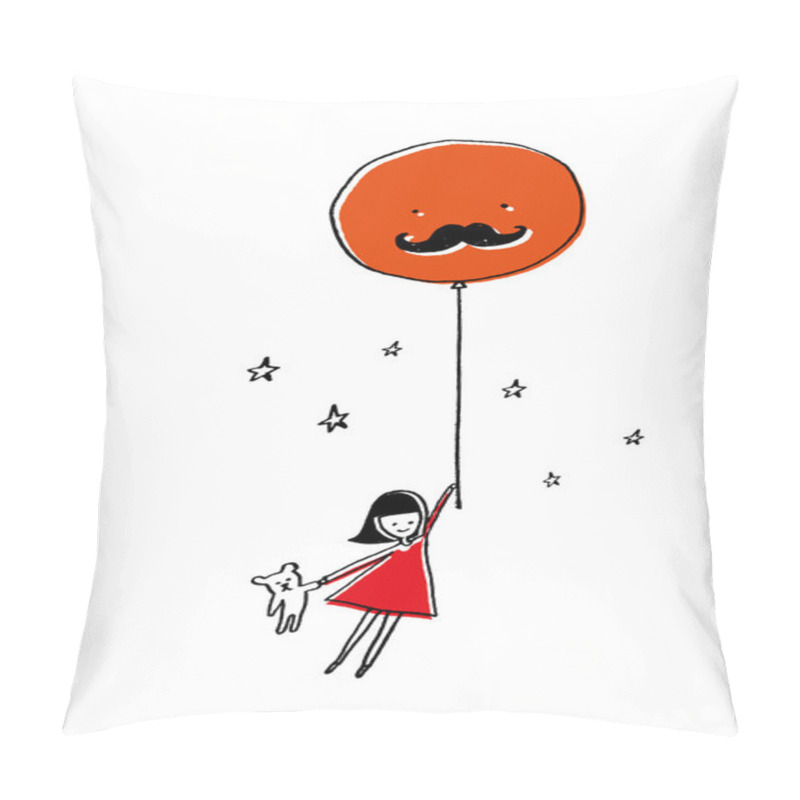 Personality  Girl With Balloon And Teddy Bear Pillow Covers