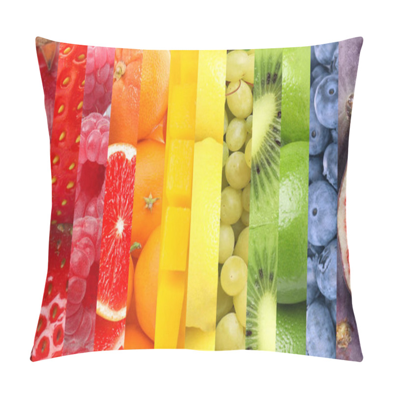 Personality  Collage With Different Fresh Ripe Fruits. Banner Design Pillow Covers