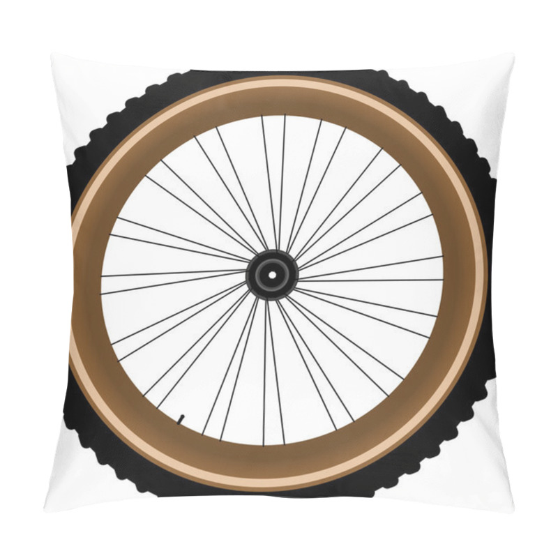 Personality  Front Wheel Of A Mountain Bike Isolated On White Pillow Covers