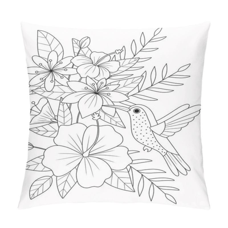 Personality  Tropical Flowers And Branches, Black And White Illustration Graphic Design Pillow Covers