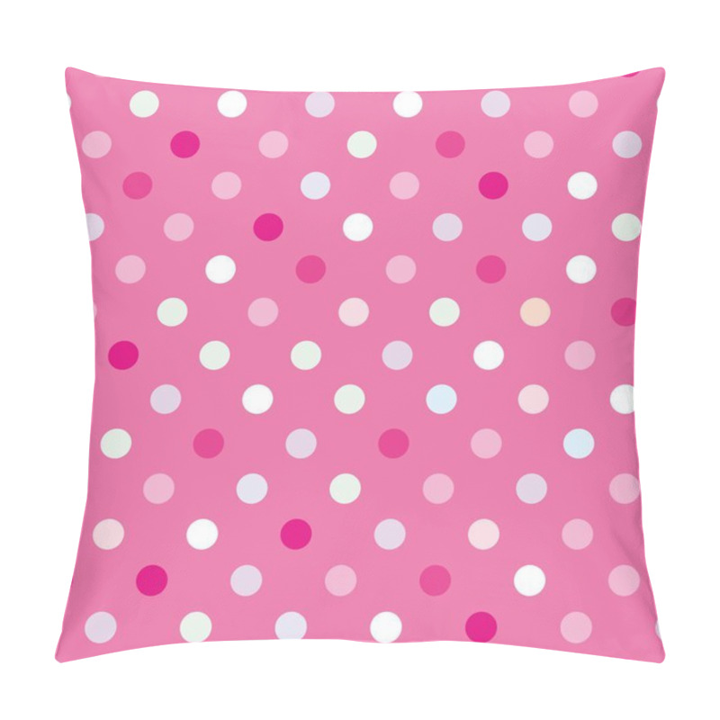 Personality  Colorful Vector Background With Red, Green, Blue And Yellow Polka Dots On Baby Pink Background Pillow Covers