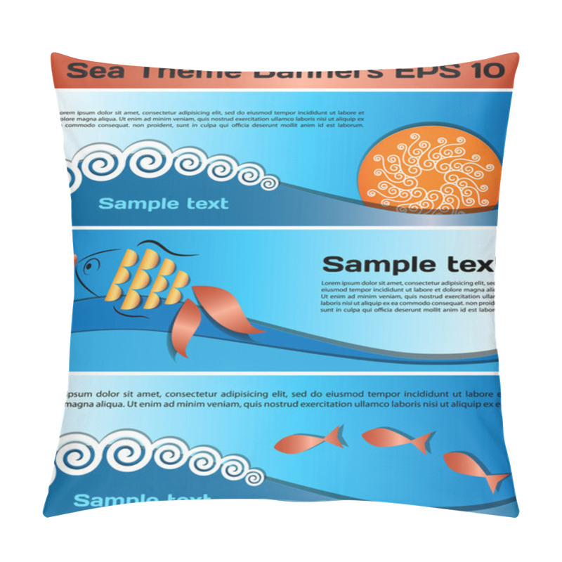 Personality  Set Of Sea Theme Banners Pillow Covers