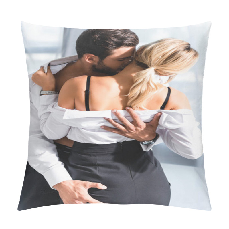 Personality  Businessman Kissing And Holding Buttock Of Sexy Woman Pillow Covers